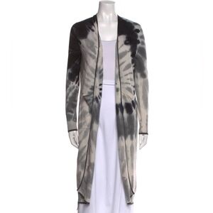 Brodie Cashmere Florence Black Grey Ivory Tie Dye Long Cardigan Sweater Size XS